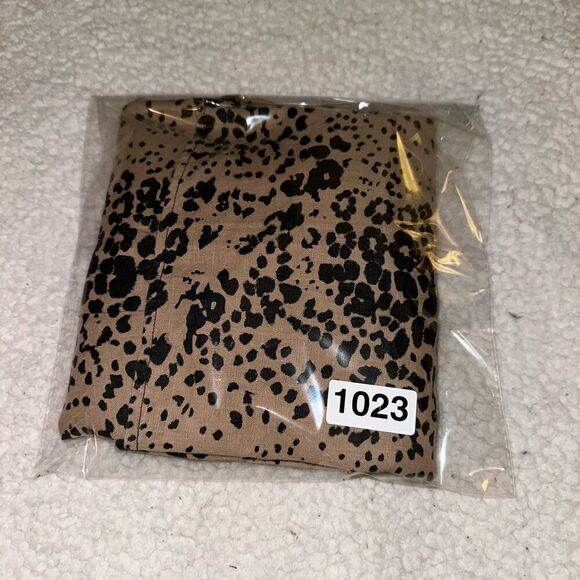 J. Crew Women’s Linen Blend Brown Black Cheetah Print Button Up Size XS - Picture 12 of 12